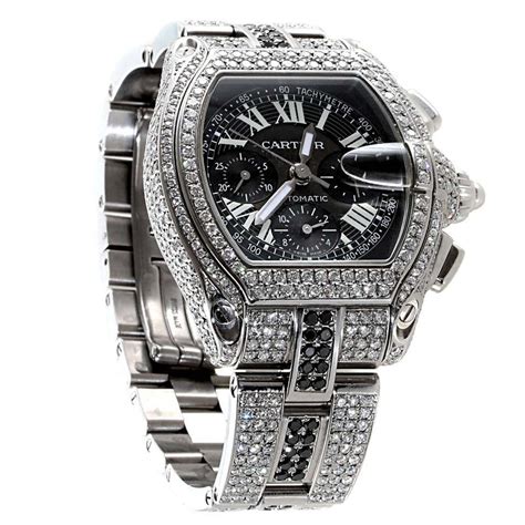 mens diamond cartier watch roadster|cartier watch diamond price.